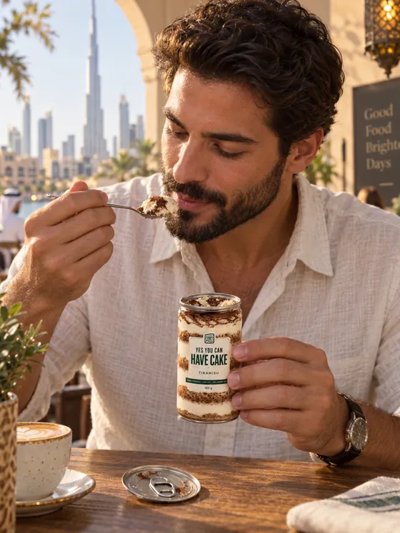 Karim with a Tiramisu jar