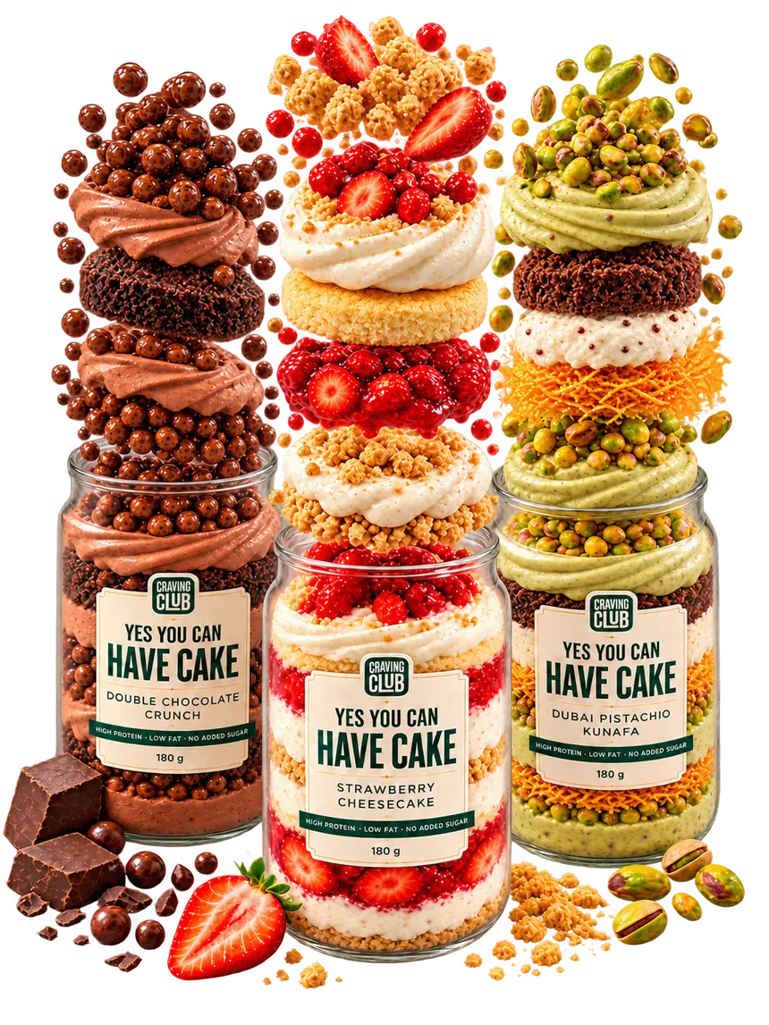 Chocolate, strawberry cheesecake and pistachio kunafa jars with layers rising above